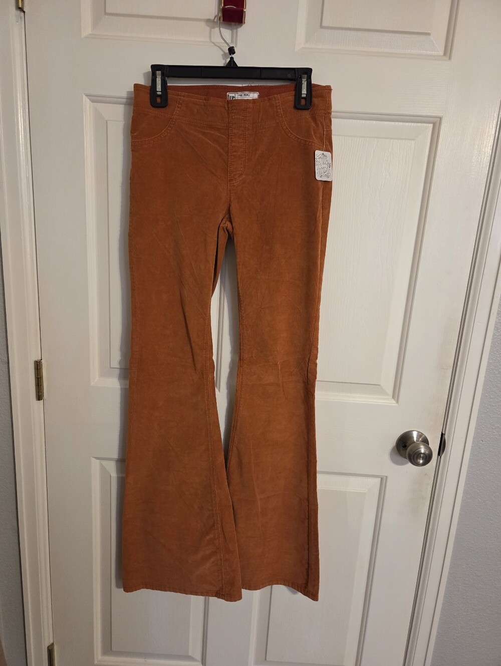 Free People Pull On Flared Corduroy Flared Jeans - Terra Cott Orange, 27